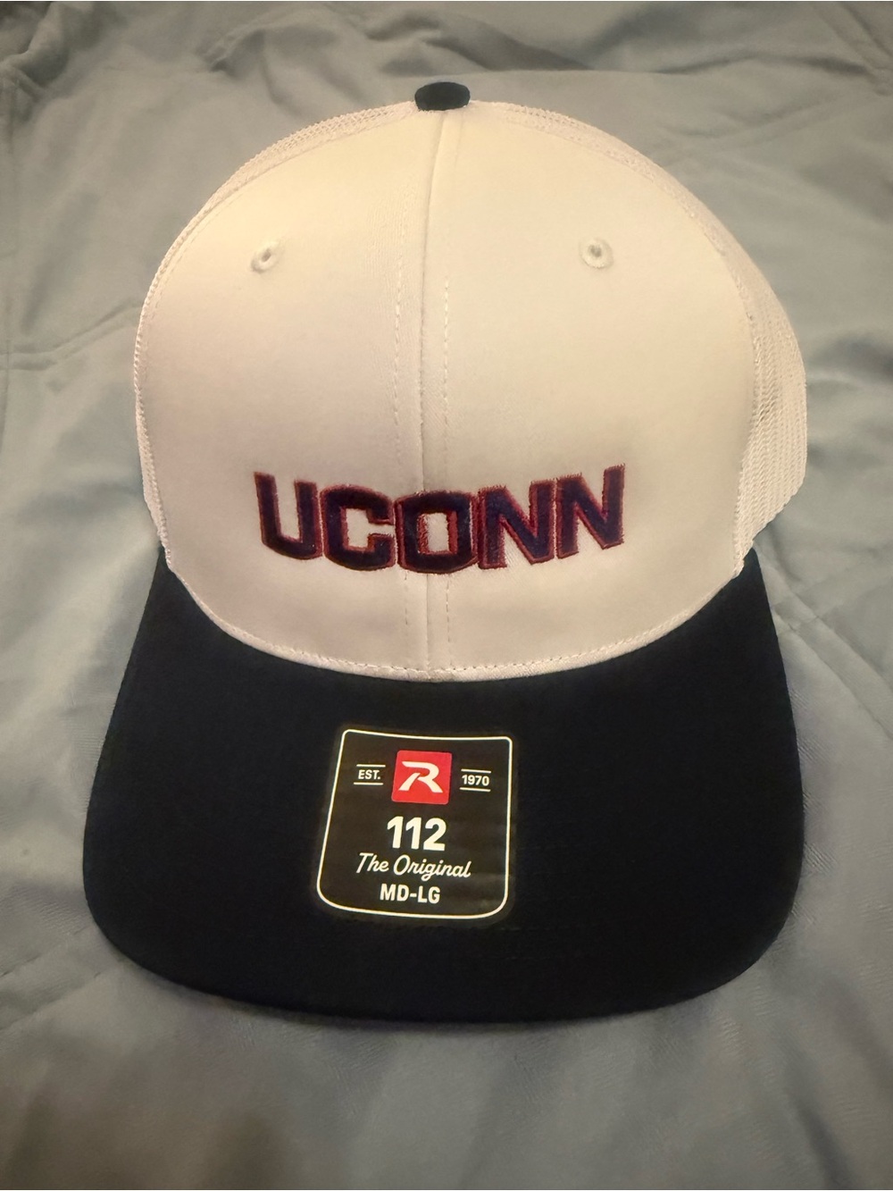 UCONN White and Navy Trucker Hat
